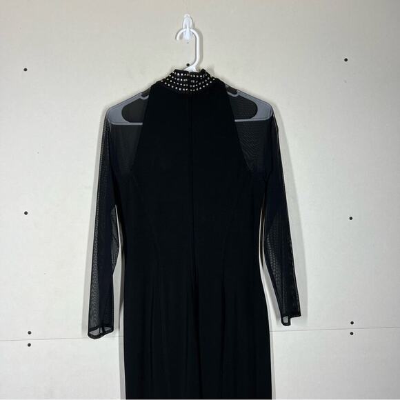 Vintage Tadashi Shoji Floor Length Mesh Rhinestone Dress Size Medium PETITE - Picture 9 of 15